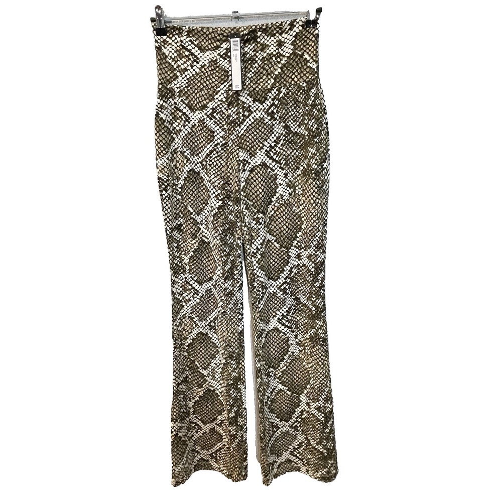 Catherine Malandrino Women's XS Snake Print Stretch Wide Leg High Rise Pant New